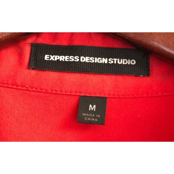 EXPRESS- WOMENS WRAP V-NECK SIDE TIE CLOSURE SHORT SLEEVE REDTOP SIZE MEDIUM - Picture 3 of 7